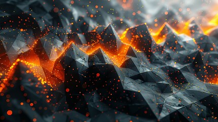 Poster - abstract dark grey and bold yellow virtual network - design element for technology background - connectivity backdrop illustration - generative ai