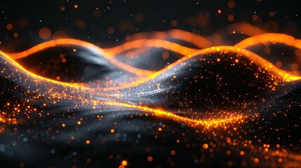 Poster - abstract dark grey and bold yellow virtual network - design element for technology background - connectivity backdrop illustration - generative ai