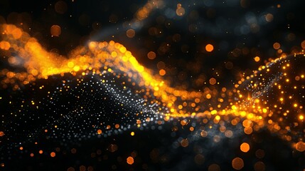 Poster - abstract dark grey and bold yellow virtual network - design element for technology background - connectivity backdrop illustration - generative ai