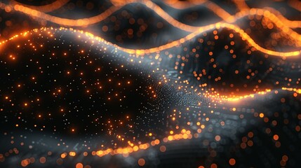 Poster - abstract dark grey and bold yellow virtual network - design element for technology background - connectivity backdrop illustration - generative ai