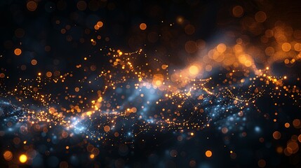 Poster - abstract dark grey and bold yellow virtual network - design element for technology background - connectivity backdrop illustration - generative ai