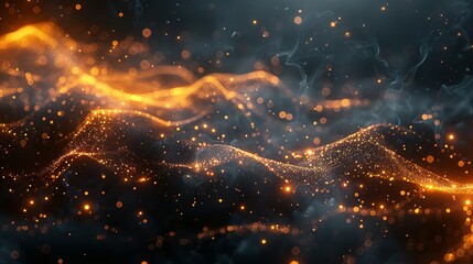 Poster - abstract dark grey and bold yellow virtual network - design element for technology background - connectivity backdrop illustration - generative ai