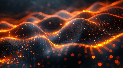Poster - abstract dark grey and bold yellow virtual network - design element for technology background - connectivity backdrop illustration - generative ai