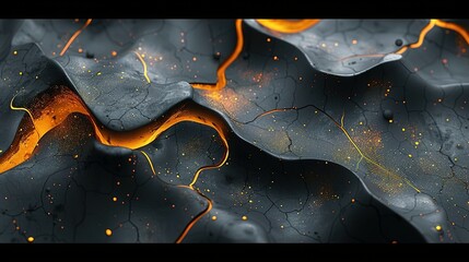 Poster - abstract dark grey and bold yellow virtual network - design element for technology background - connectivity backdrop illustration - generative ai