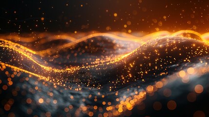 Poster - abstract dark grey and bold yellow virtual network - design element for technology background - connectivity backdrop illustration - generative ai