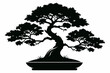 Ancient bonsai silhouette black vector illustration