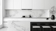 modern kitchen interior in black and white, shaker kitchen cabinet, luxury and minimalist kitchen interior design, zen