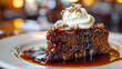 Delectable irish whiskey cake with cream topping