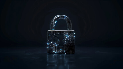 Leinwandbilder - 3d illustration of a glowing digital padlock symbolizing cyber security