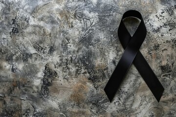 Wall Mural - A black ribbon is on a grey background