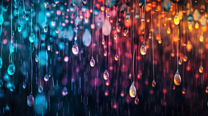 Poster - Vibrant spring raindrops on glass