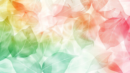 Poster - Soft-hued, abstract background featuring overlapping spring leaves