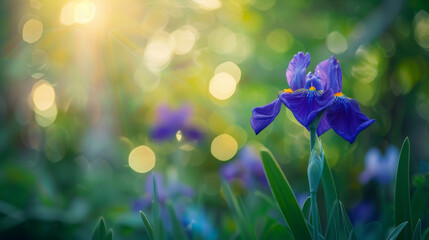 Poster - Serene spring iris in golden light