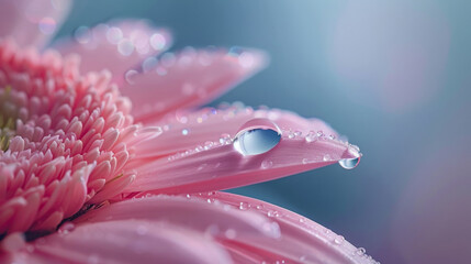 Poster - Spring dew on blossoming pink flower