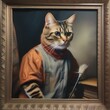 A cat wearing a painter's smock and creating a masterpiece3