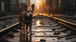 dog on the railway  tracks