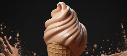 Wall Mural - splash of vanilla chocolate milk ice cream cone 12