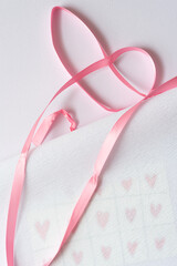 Wall Mural - pink ribbon and crepe paper with a hint of hearts