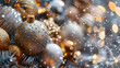 Christmas Background Decoration with ice glitter Christmas's ball.