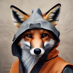 Wall Mural - A fox wearing a painter's smock and creating a masterpiece3