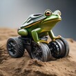 A frog wearing a construction helmet and operating heavy machinery3