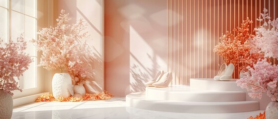 Wall Mural - Fashion product on 3D podium, chic and elevated