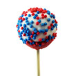 Patriotic themed lollipop with sprinkles isolated on transparent background