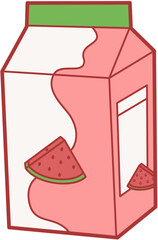 Wall Mural - watermelon milk cute box pastel vector