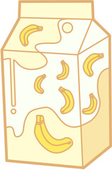 Wall Mural - banana milk cute box pastel vector