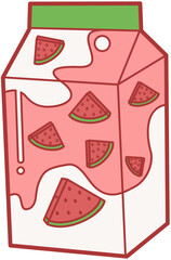 Wall Mural - watermelon milk cute box pastel vector