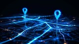 Fototapeta Przestrzenne - pin map location AI technology GPS