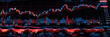 sound waves on blue,
 Candlestick chart from stock market on screen