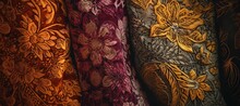 Colorful Floral Ornamental Cloth Waves, Motif, Pattern 48