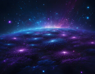 Wall Mural - Deep dark violet neon lights on dark background. cosmic milkiway galaxy