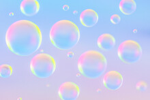Abstract Background- Render Of Opal Bubbles Floating On Blue Sky