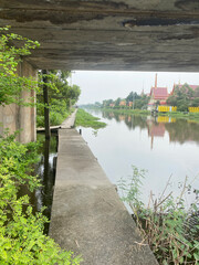 Sticker - bridge over the river in the city