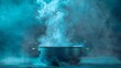 Blue Pot Emits Steam