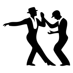 silhouette of two men dancing