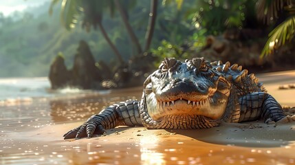 Poster - Crocodile on The Beach