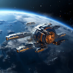 Wall Mural - A spaceship docking at a space station. 