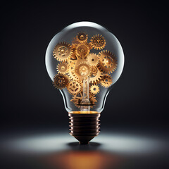 Canvas Print - Conceptual image of a lightbulb made of gears