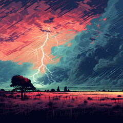 Poster - Pixelated storm creating a digital landscape. 