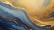 abstract paint background by deep blue and gold color with liquid fluid texture in luxury concept