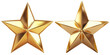 pack of two golden star on transparent background
