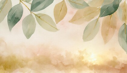 Wall Mural - watercolor background with leaves