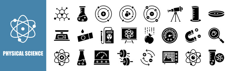 Physical Science icon set for design elements	