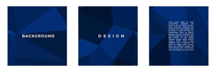 Aufkleber - set of blue square background with abstract triangles suitable for cover social media post flyer template