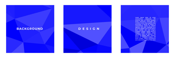 Aufkleber - set of blue square background with abstract triangles suitable for cover social media post flyer template