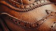 Close-up of a brown leather shoe showcasing detailed stitching and design.