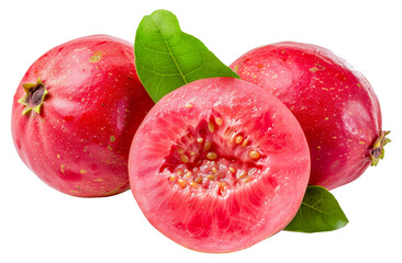 Sticker - Three red fruits with one of them cut open, cut out - stock png.